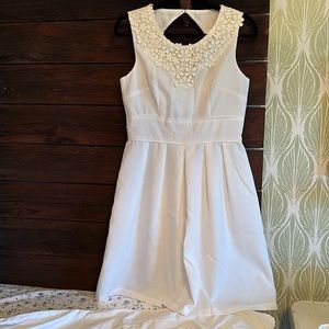 White Dress with Floral Appliqué